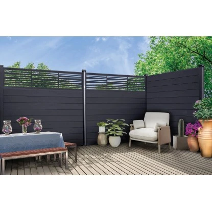 WPC Zaunpaneele 3 Stück 177 Cm X 15 Cm X 2,1 Cm Anthrazit 6 WPC Zaunpaneele 3 Stück 177 Cm X 15 Cm X 2,1 Cm Anthrazit – Bild 4