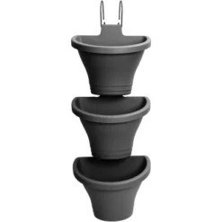 Elho Geländertopf Corsica 24 Cm 3er-Set Anthrazit