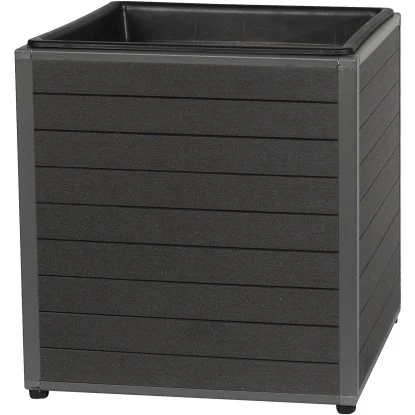 WPC Quader Monaco Anthrazit Mit Alurahmen Grau Mit PP-Pflanzeinsatz 43x43x42 Cm 3 WPC Quader Monaco Anthrazit Mit Alurahmen Grau Mit PP-Pflanzeinsatz 43x43x42 Cm