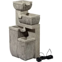 Großer Design-Gartenbrunnen Mit 4 Stufen 38,7 Cm X 32,3 Cm X 80,3 Cm -Günstiges Heissner Geschäft artenbrunnenwasserspiel 01