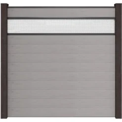 GroJa Steckzaun Solid Mit Lochblech-Einsatz 30 Cm 180x180x1,9 Cm Steingrau