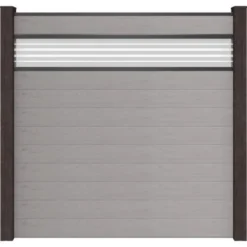 GroJa Steckzaun Solid Mit Glas-Designeinsatz 30 Cm 180x180x1,9 Cm Steingrau