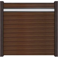 GroJa Steckzaun Solid Mit Glas-Designeinsatz 15 Cm 180x180x1,9 Cm Walnuss