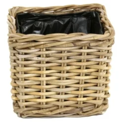 Übertopf Kobo Korbrohr 26 Cm Grau Quadratisch